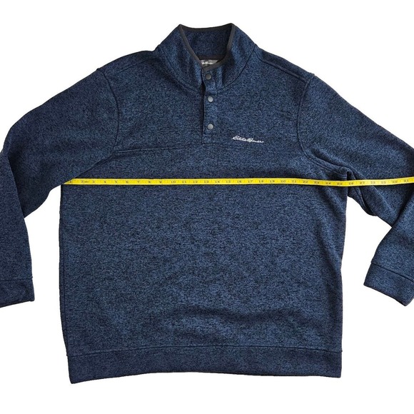 Eddie Bauer Sweater Mens 2XL Radiator Fleece Snap-T Mock Pullover Heathered Blue - Picture 6 of 6